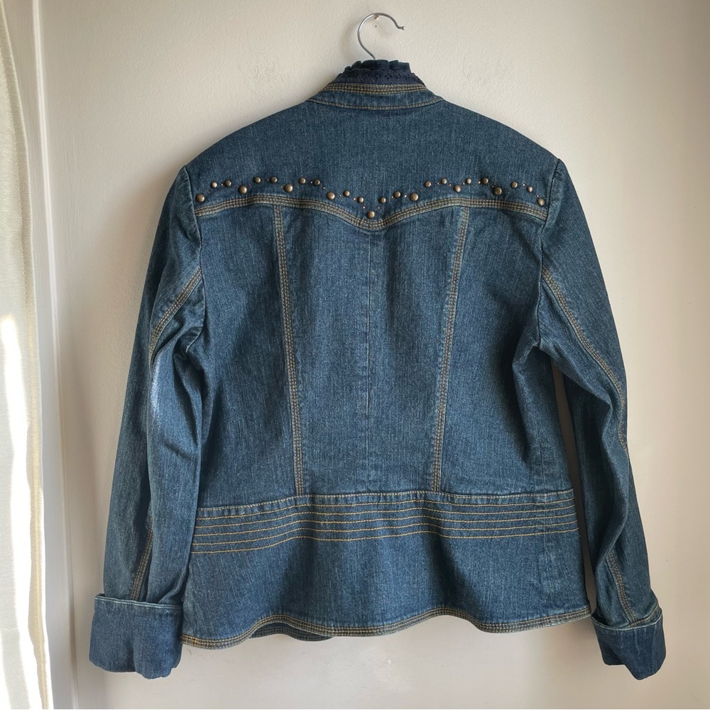 Denim Jacket Studded with Lace&amber Gem detail - Picture 3 of 6